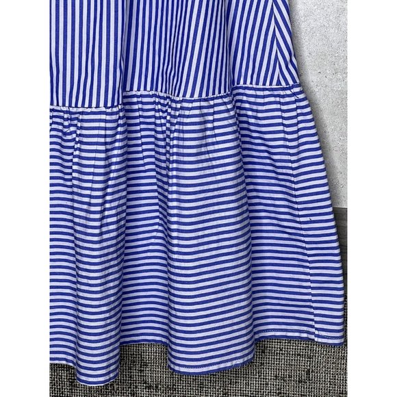 J.Crew Factory Womens Skirt Size 2 Blue Striped Tie Waist Ruffle Hem A-line - Picture 4 of 7